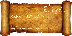 Rujder Árpád névjegykártya